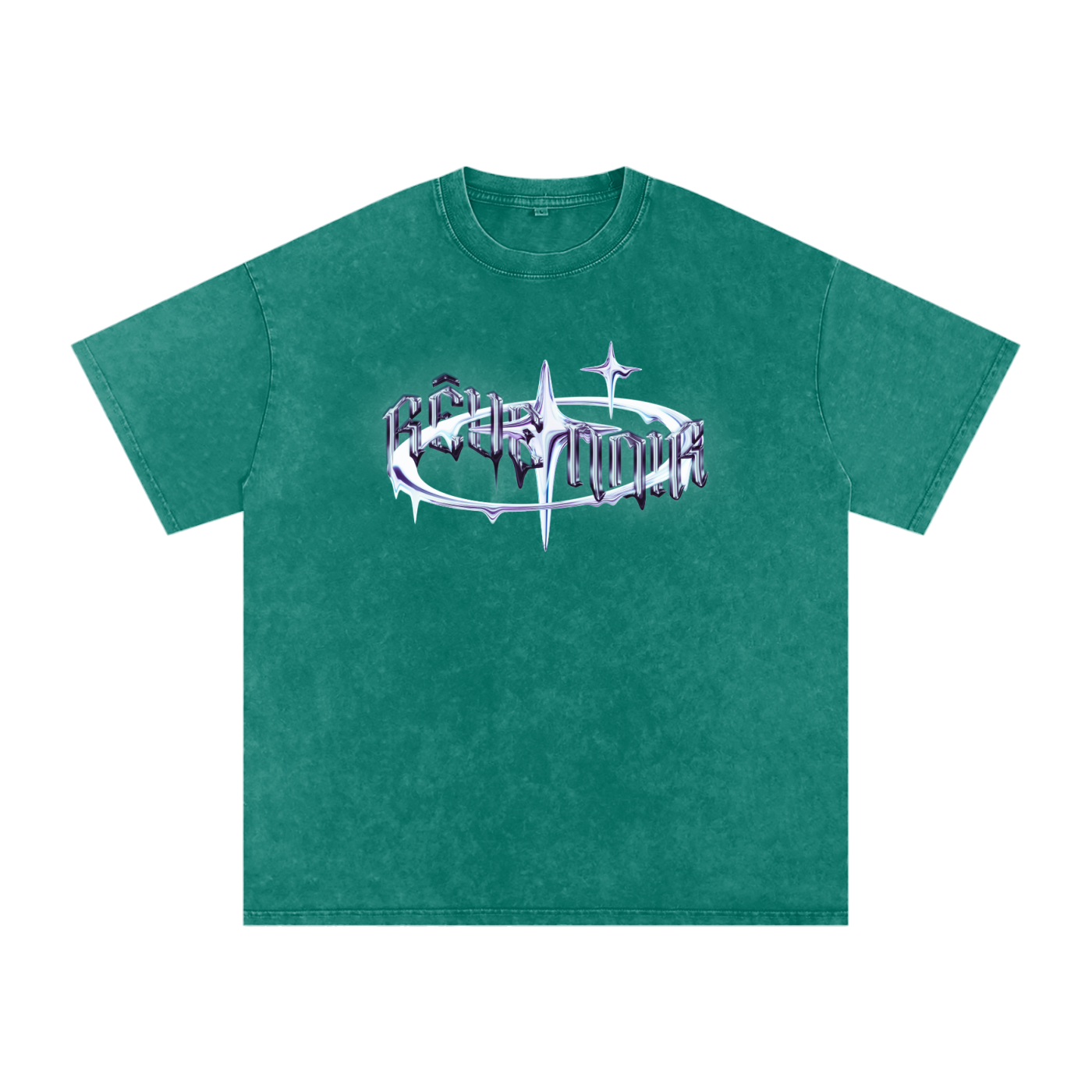 Camiseta de algodón extragrande lavada con efecto nieve