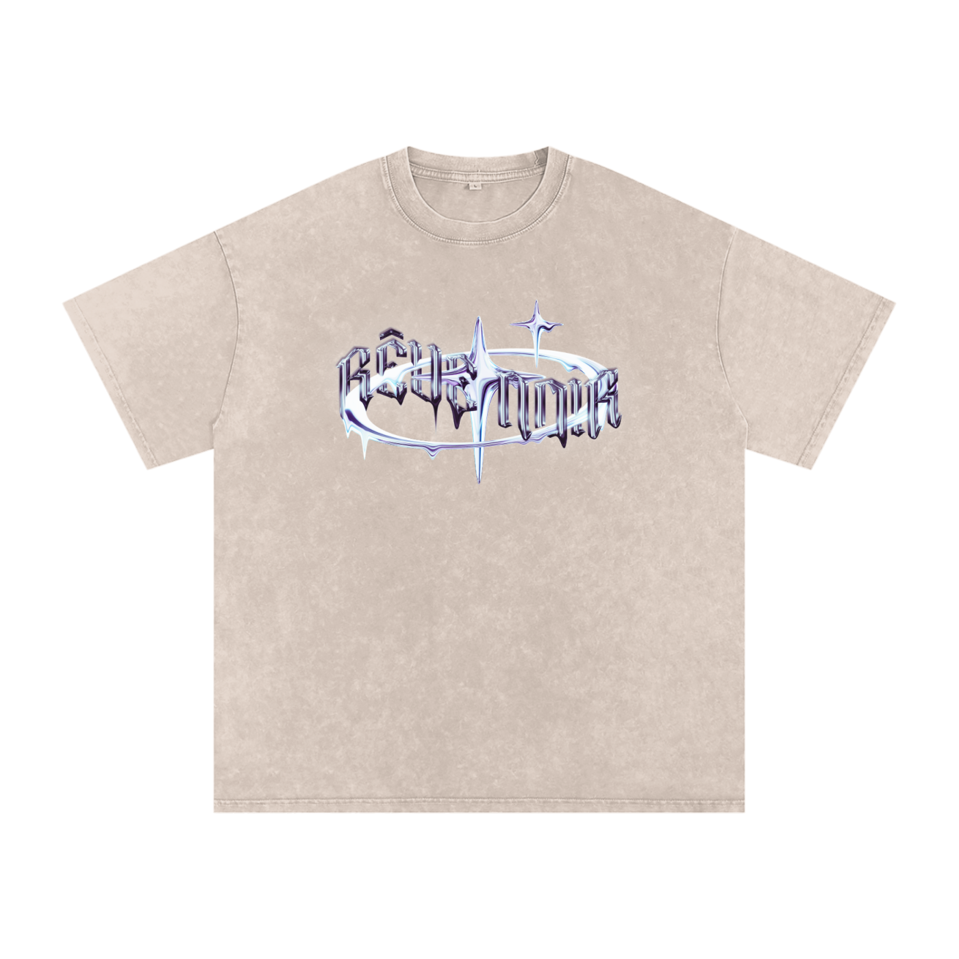 Camiseta de algodón extragrande lavada con efecto nieve