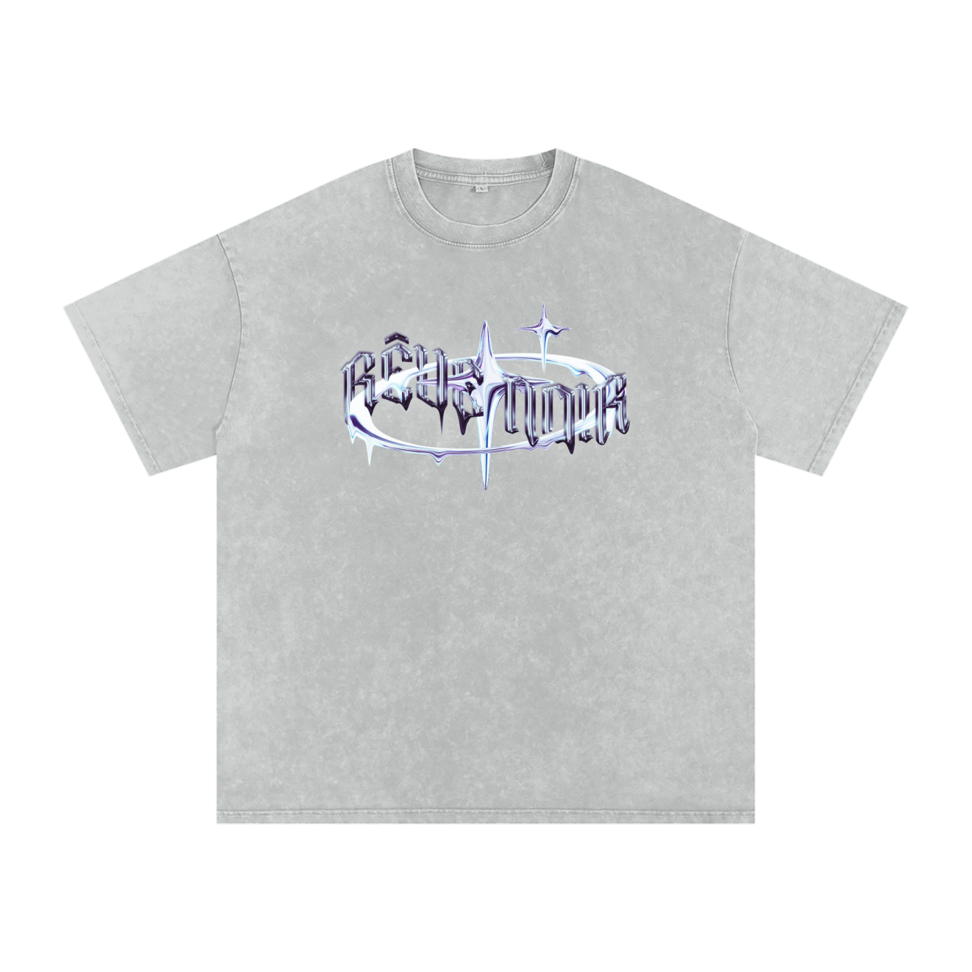 Camiseta de algodón extragrande lavada con efecto nieve