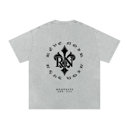 Camiseta de algodón extragrande lavada con efecto nieve