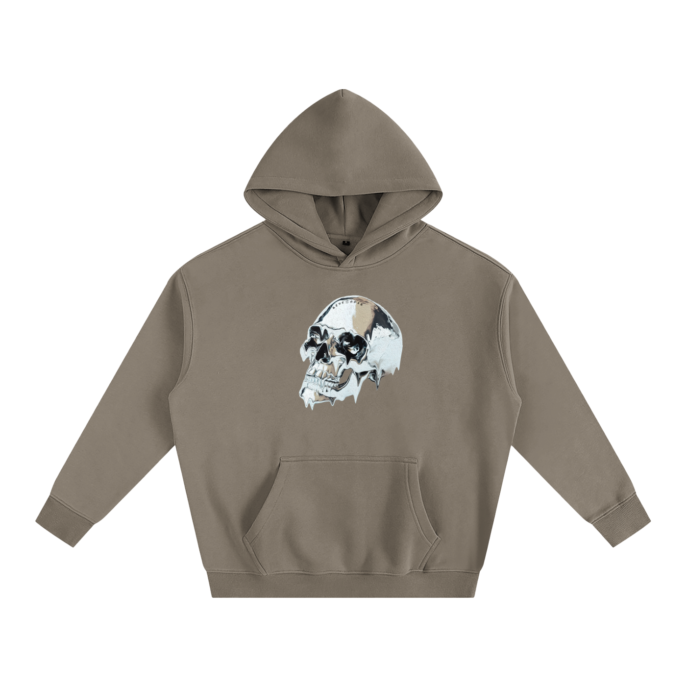 Oversize Fleece Hoodie Chrome Skull