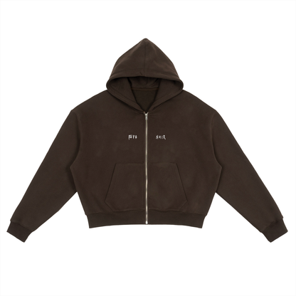 Fleece Zip-Up Boxy Hoodie Chrome Cross