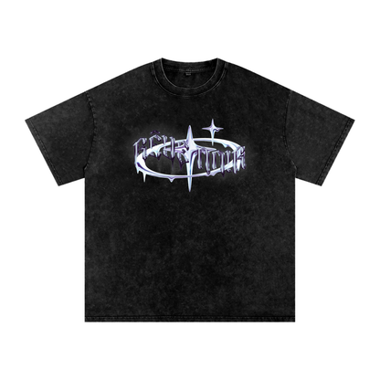 Camiseta de algodón extragrande lavada con efecto nieve