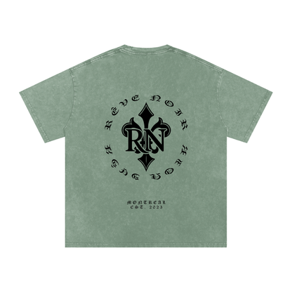 Camiseta de algodón extragrande lavada con efecto nieve