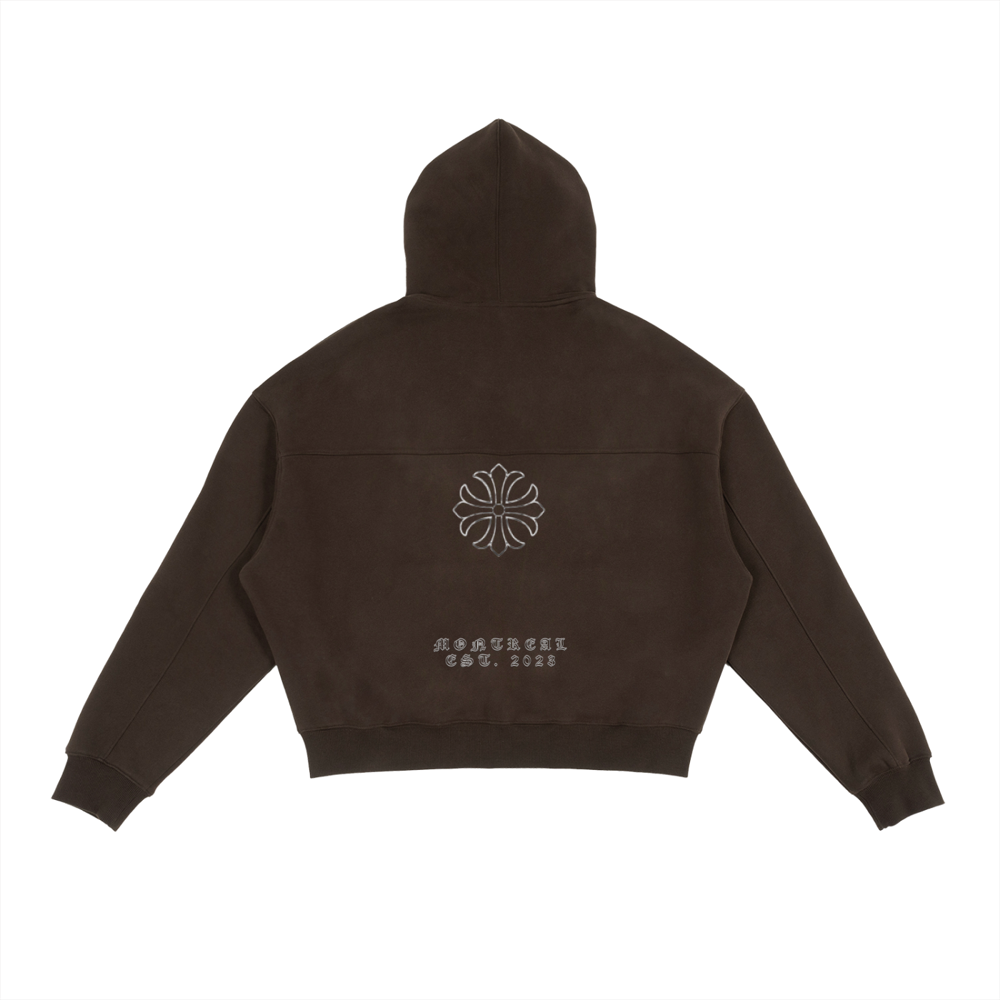 Fleece Zip-Up Boxy Hoodie Chrome Cross