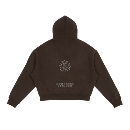 Fleece Zip-Up Boxy Hoodie Chrome Cross