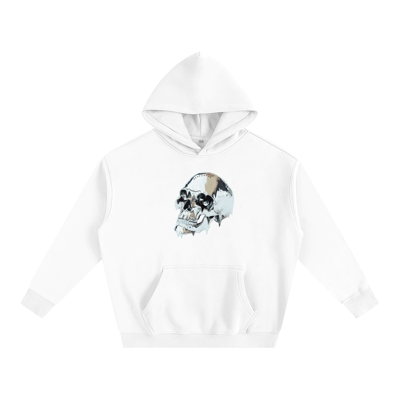 Oversize Fleece Hoodie Chrome Skull