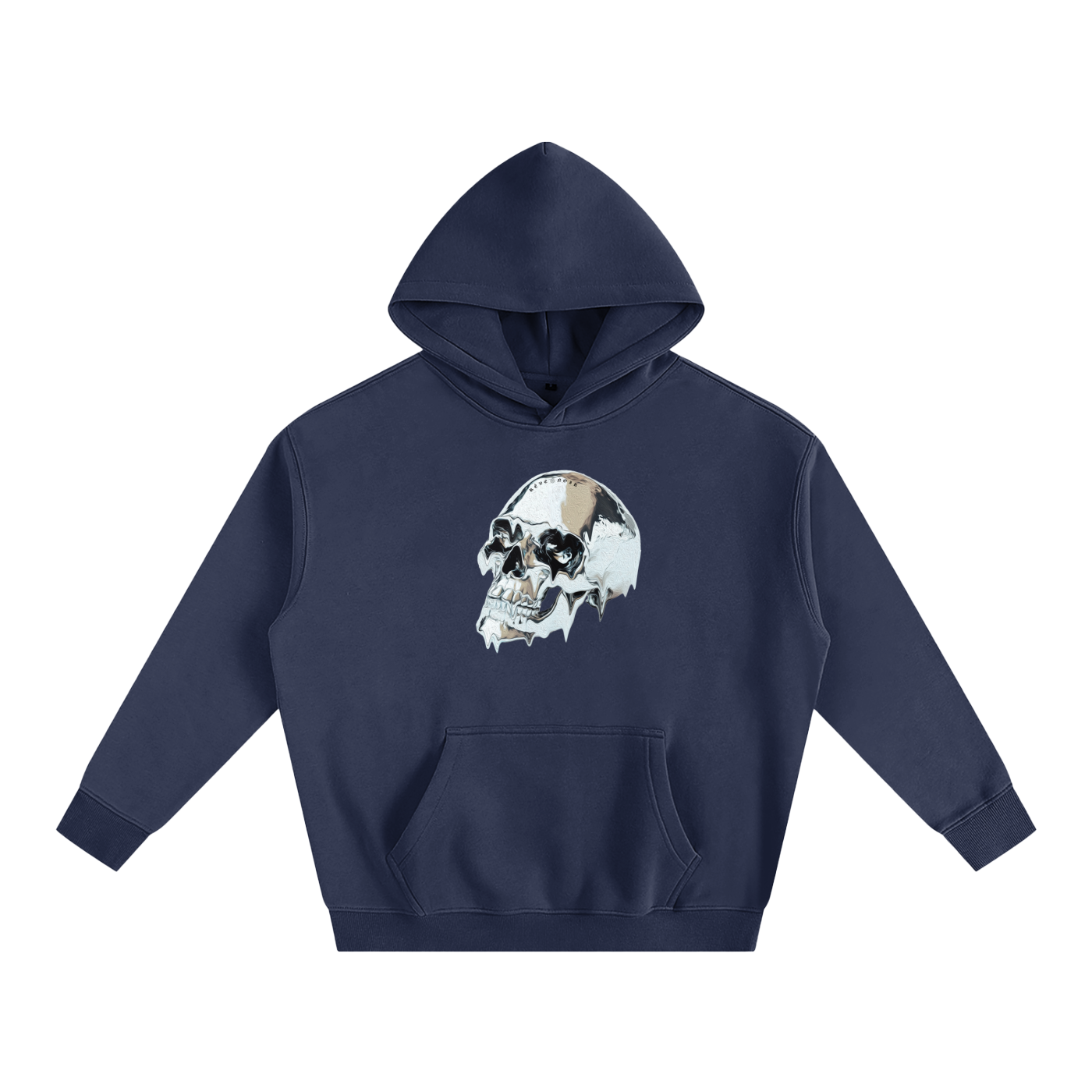 Oversize Fleece Hoodie Chrome Skull