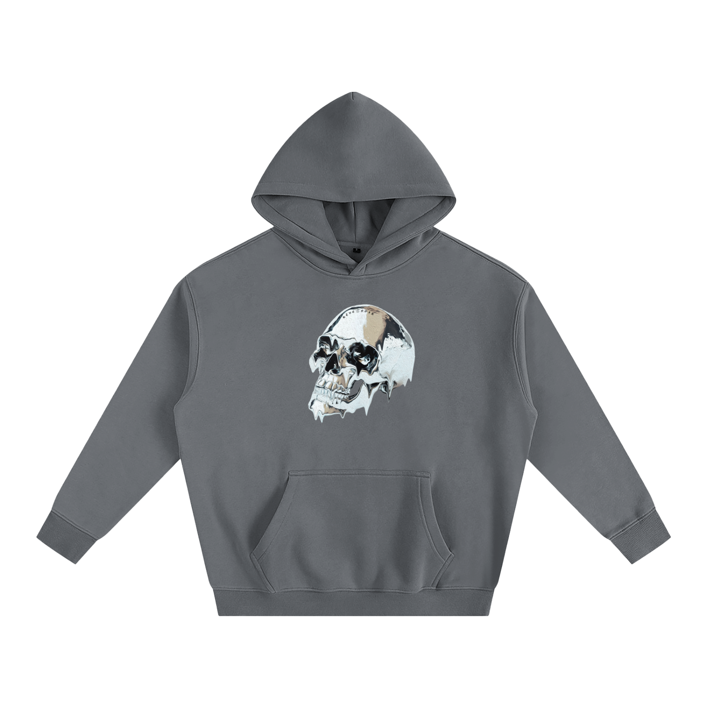 Oversize Fleece Hoodie Chrome Skull