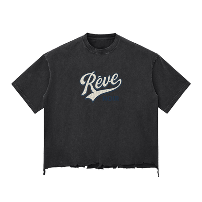 Raw-Hem Boxy Rêve Noir T-Shirt