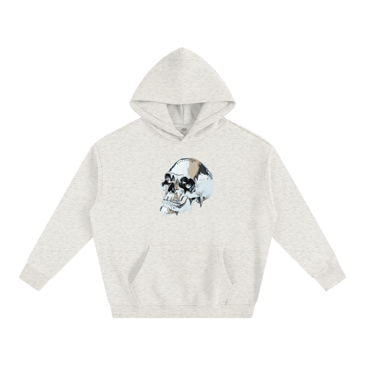 Oversize Fleece Hoodie Chrome Skull
