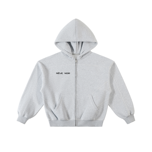 Contrast-Stitched Boxy Rêve Zip Hoodie