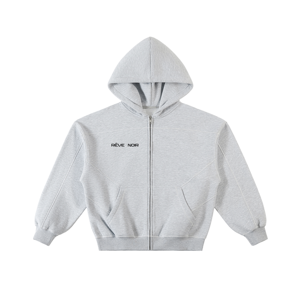 Contrast-Stitched Boxy Rêve Zip Hoodie