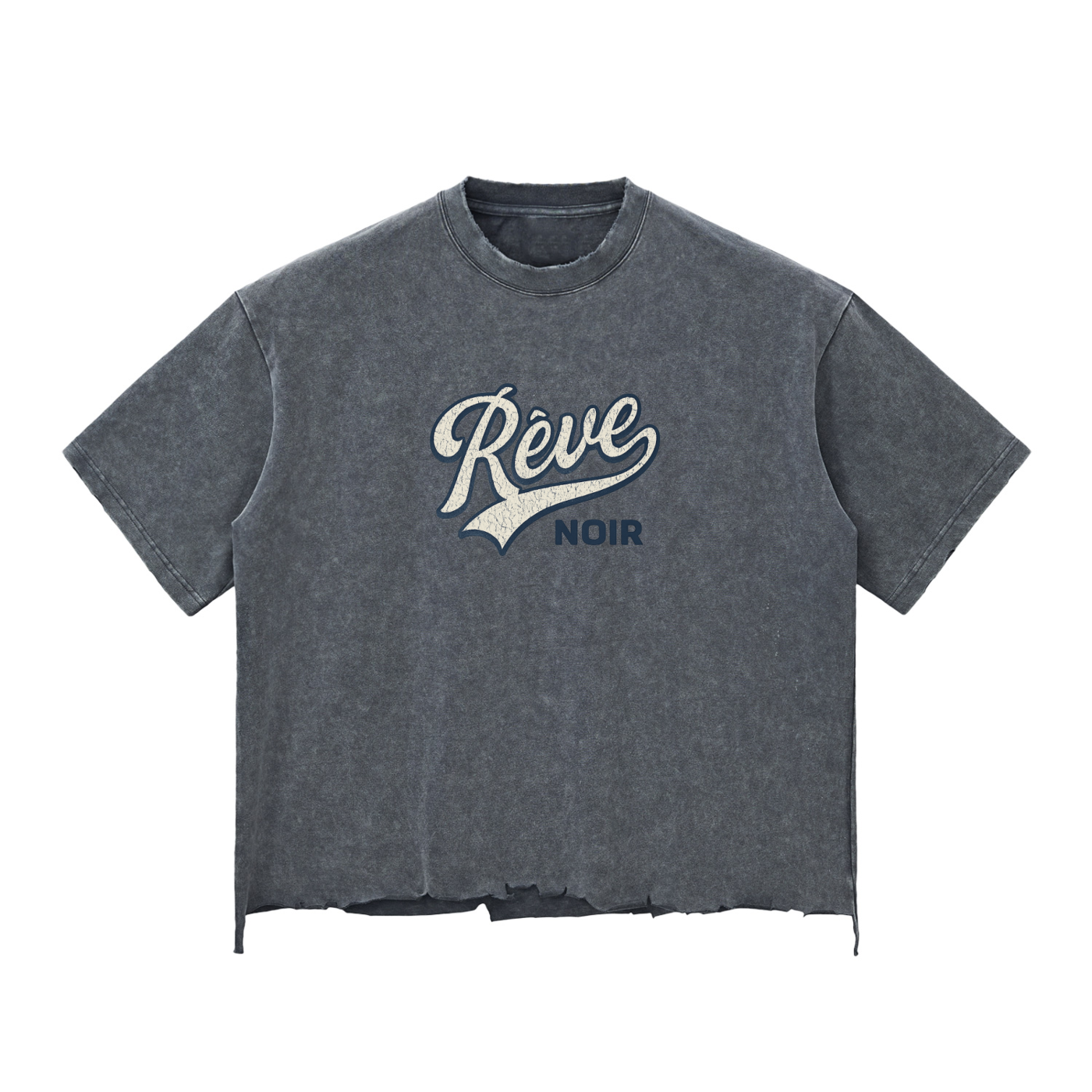 Raw-Hem Boxy Rêve Noir T-Shirt