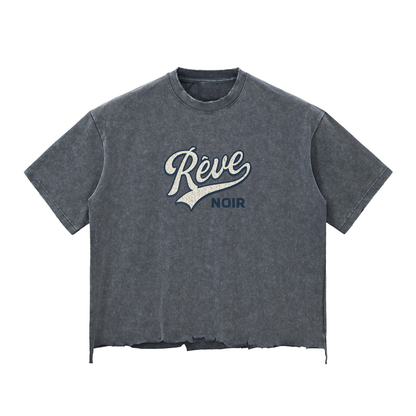 Raw-Hem Boxy Rêve Noir T-Shirt