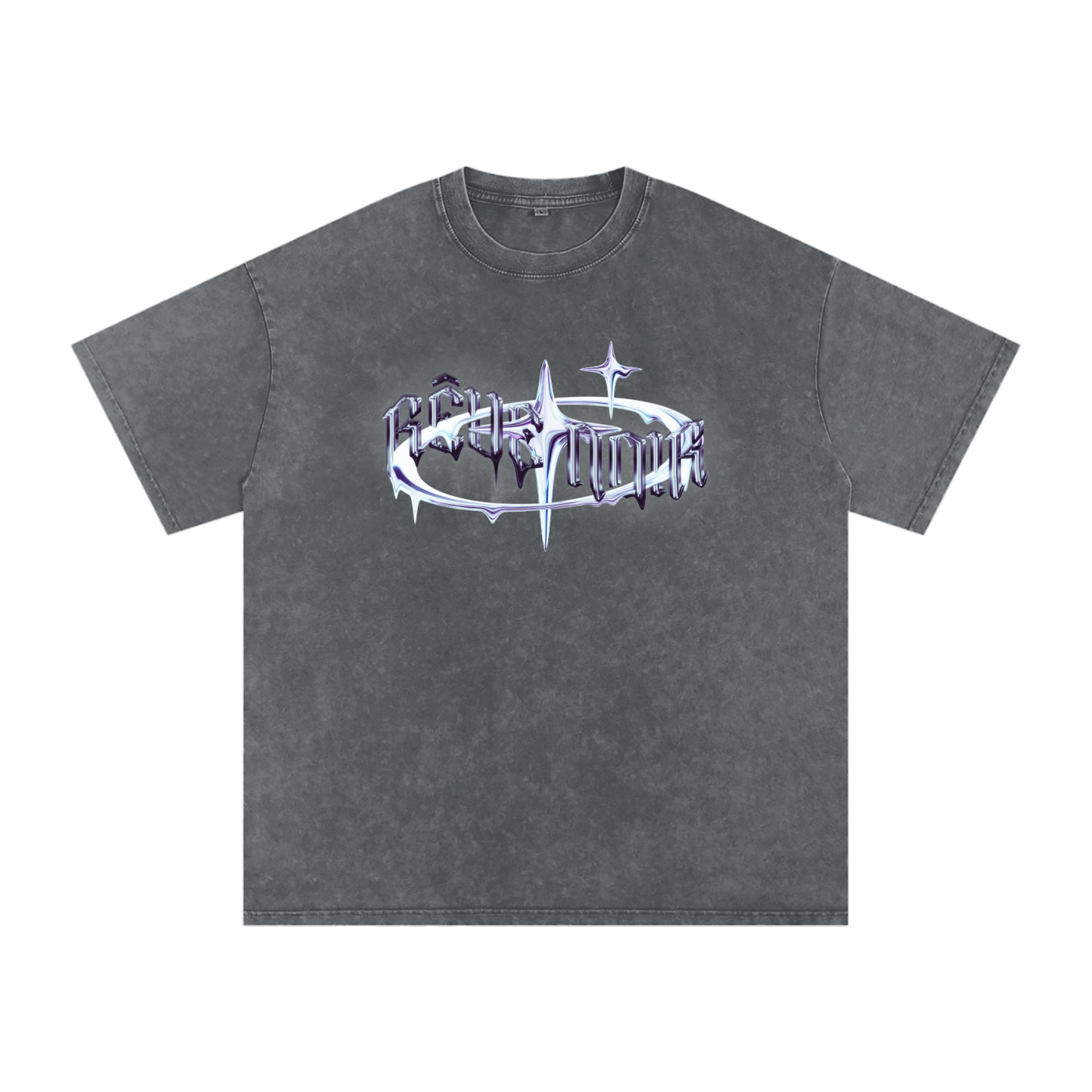 Camiseta de algodón extragrande lavada con efecto nieve