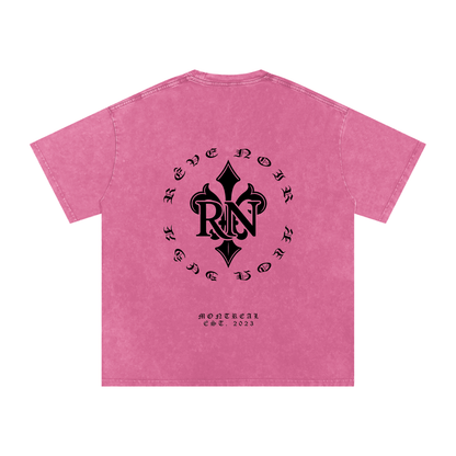 Camiseta de algodón extragrande lavada con efecto nieve