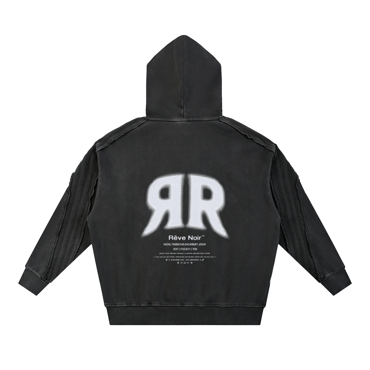 "Double R" Essential Raw Edge Hoodie - Rêve Noir Atelier