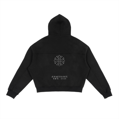 Fleece Zip-Up Boxy Hoodie Chrome Cross