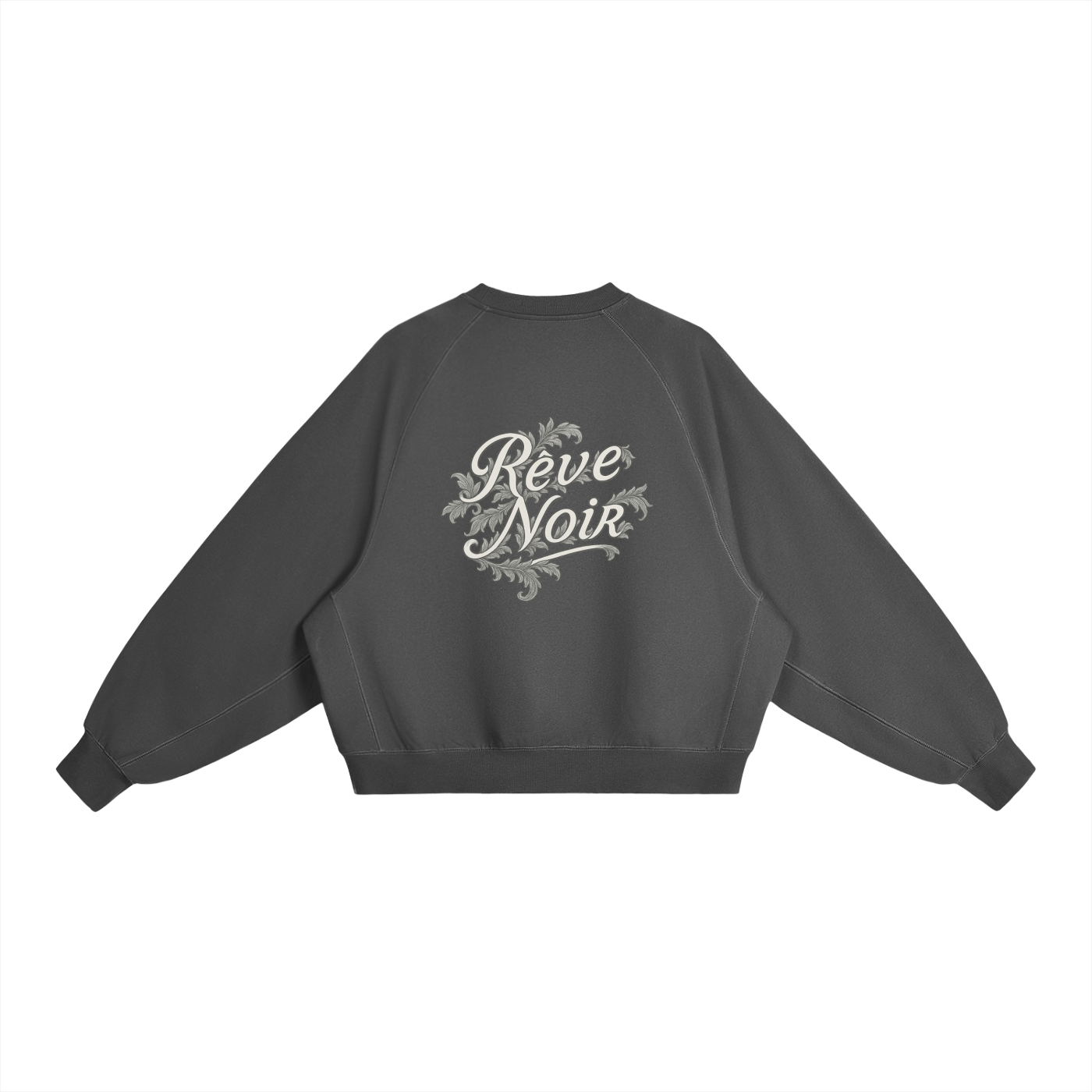 Essential Heavyweight Floral Dark Boxy Hoodie - Rêve Noir Atelier