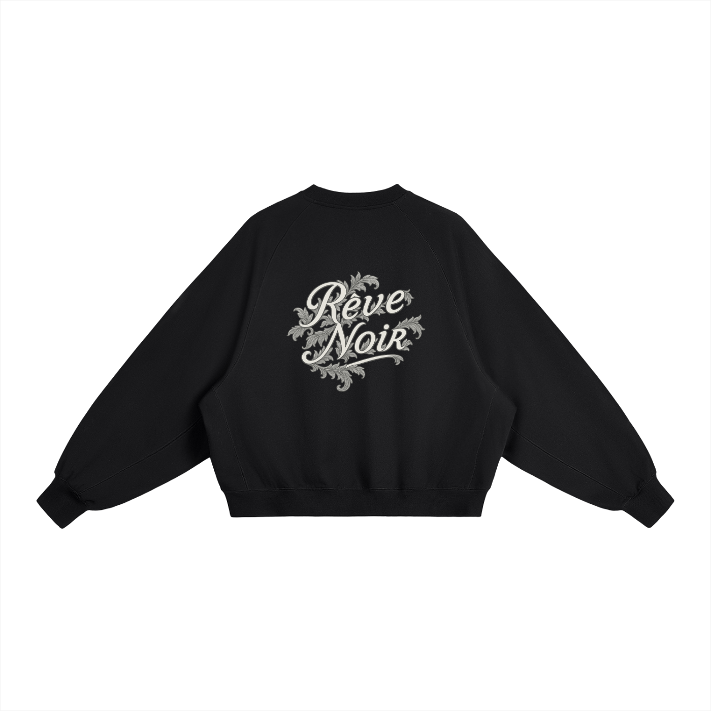 Essential Heavyweight Floral Dark Boxy Hoodie - Rêve Noir Atelier