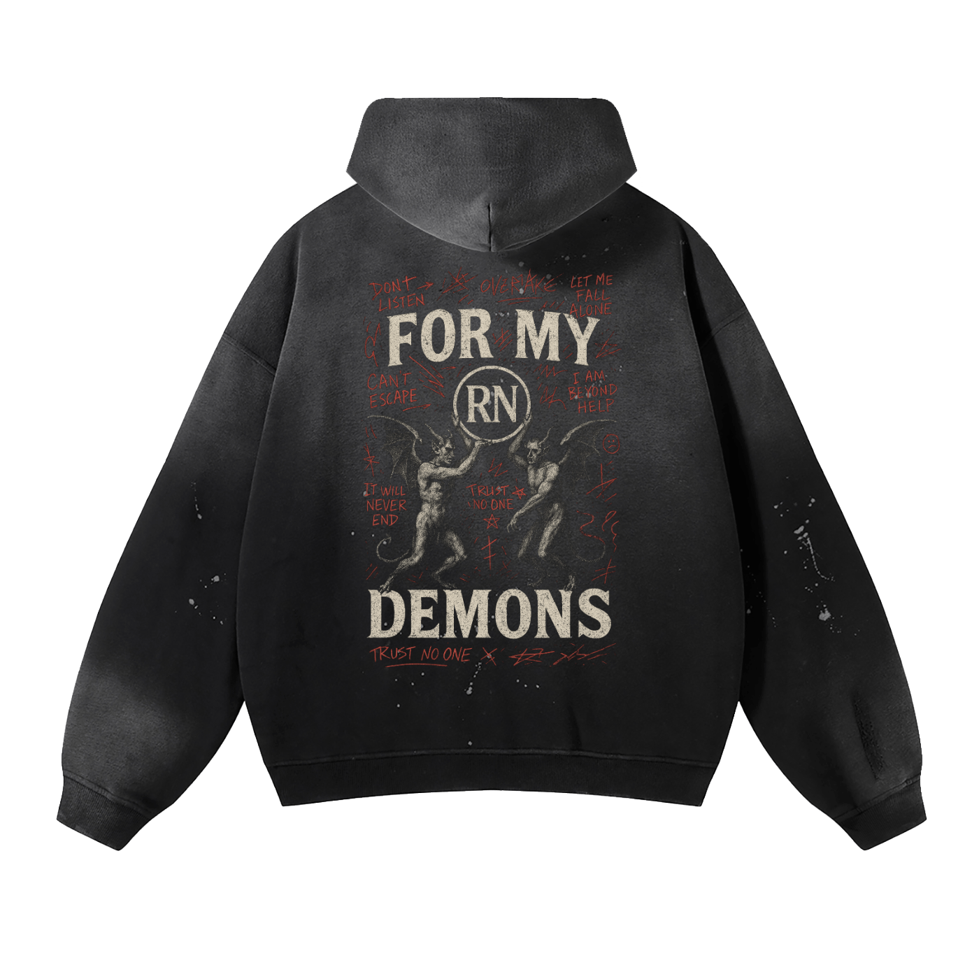 For My Demons Frayed Hoodie - Rêve Noir Atelier
