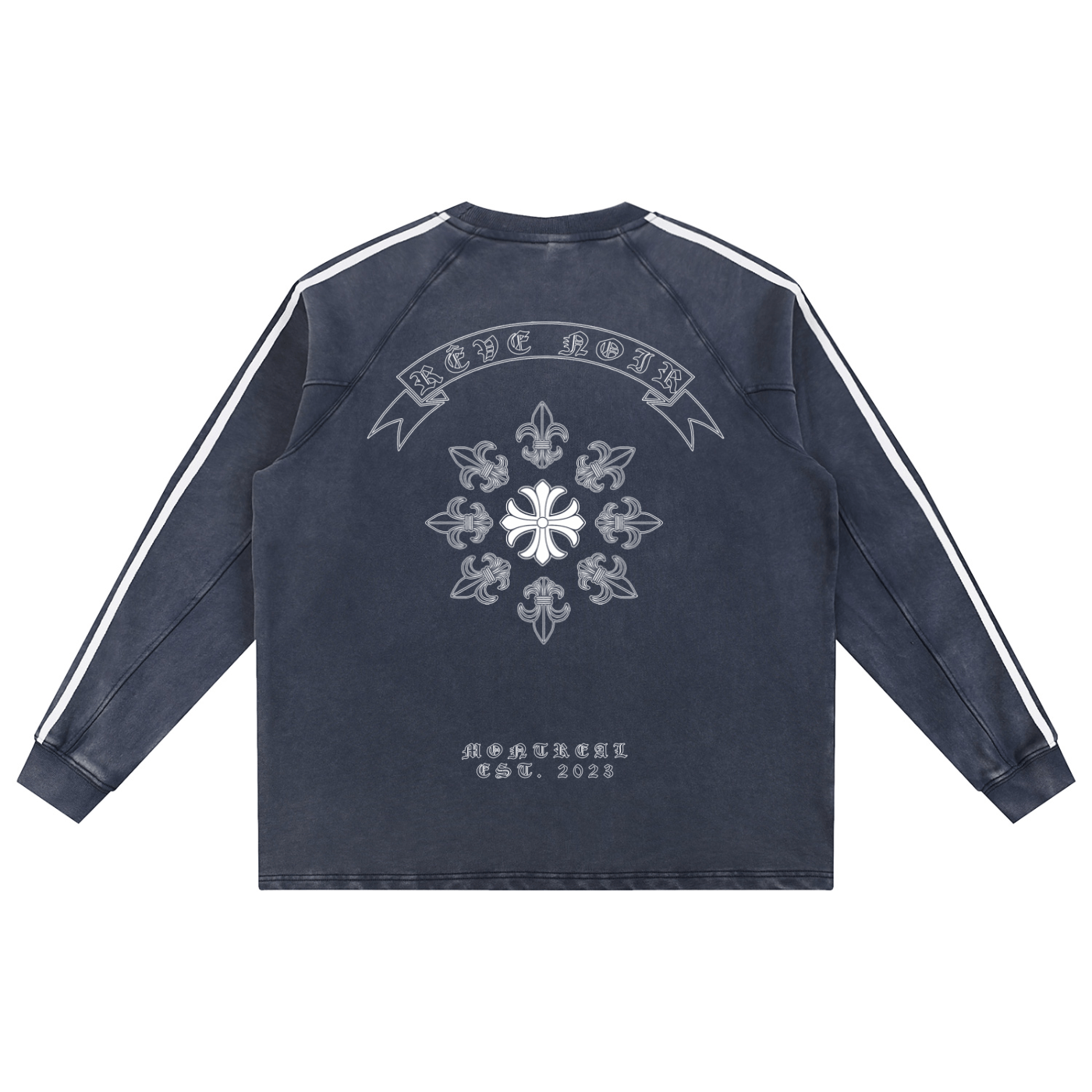 Snow Washed Contrast Tape Sweatshirt - Rêve Noir Atelier